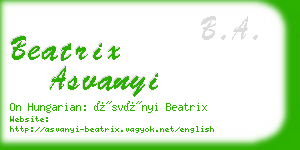 beatrix asvanyi business card